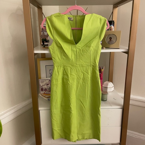 Vesper Lime Green Midi Dress - Picture 1 of 4